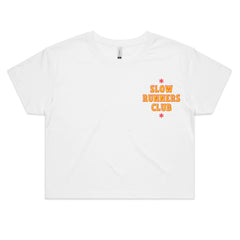 'Slow Runners Club' Womens Cropped Tee : Yellow Theme