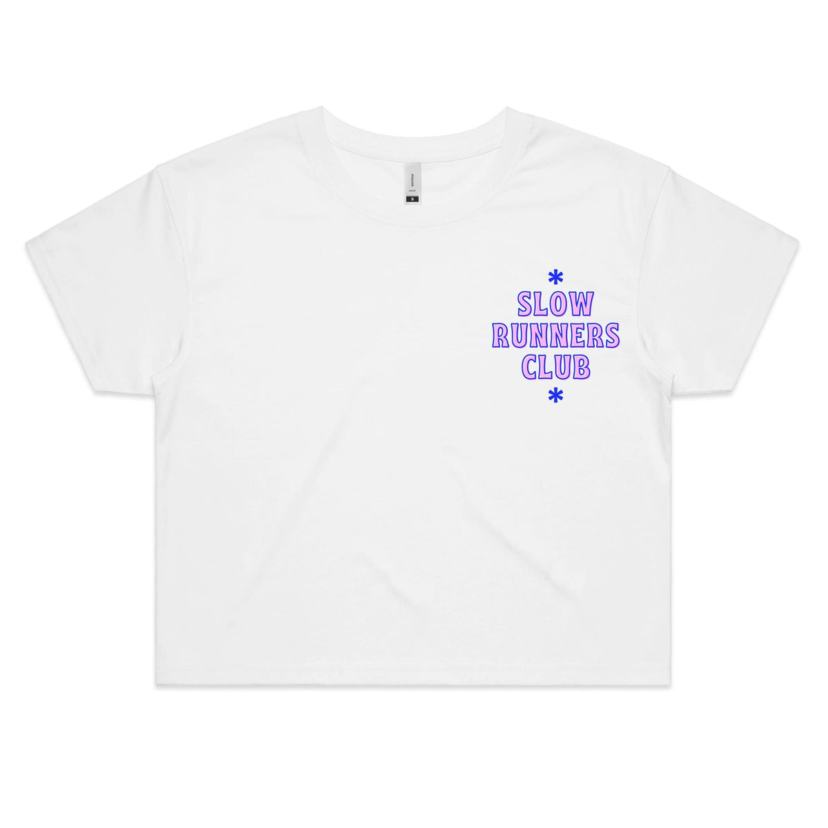 'Slow Runners Club' Cropped Tee: Blue Theme